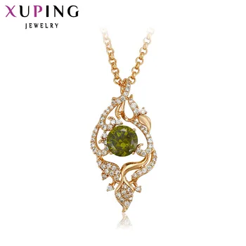

11.11 Xuping Elegant Necklace 2017 Popular Long Chain Necklace New Brand Plated Gold Color Plated Synthetic CZ Necklace 41311