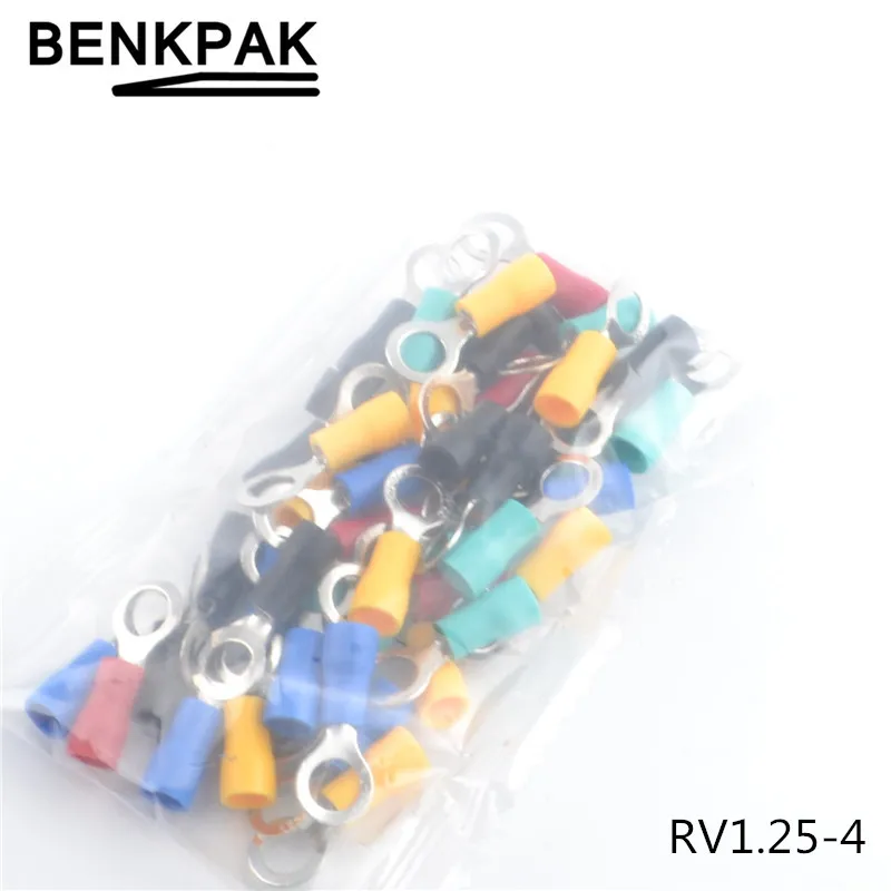 

50pcs RV1.25-4 Ring Type Pre Insulated Terminals Connectors AWG 22-16
