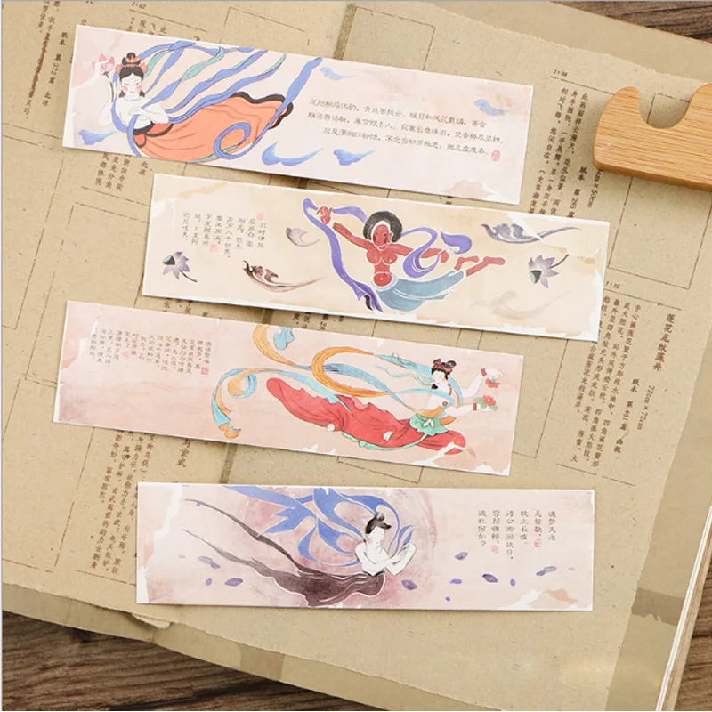 

30pcs/box Dunhuang Music Gift Bookmarks Marker Stationery Gift Realistic Kawaii Cartoon Bookmarks Office School Supply