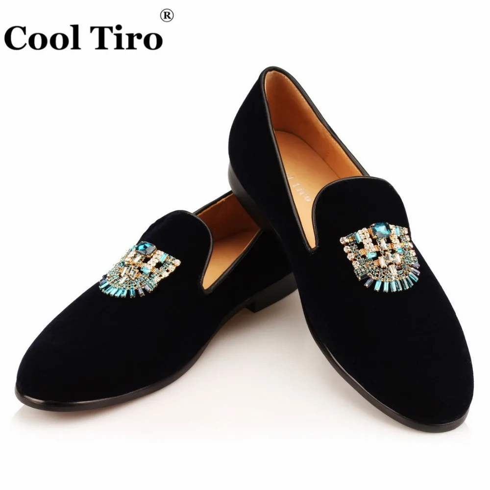 Navy VELVET SLIPPERS WITH CRYSTAL BROOCH (5)