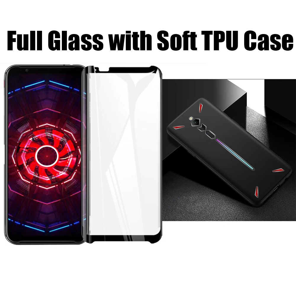 

ZTE nubia Red Magic 3 Black Soft TPU Case with Full Coverage Tempered Glass For ZTE nubia Red Magic 3 NX629J NX619J 6.65"