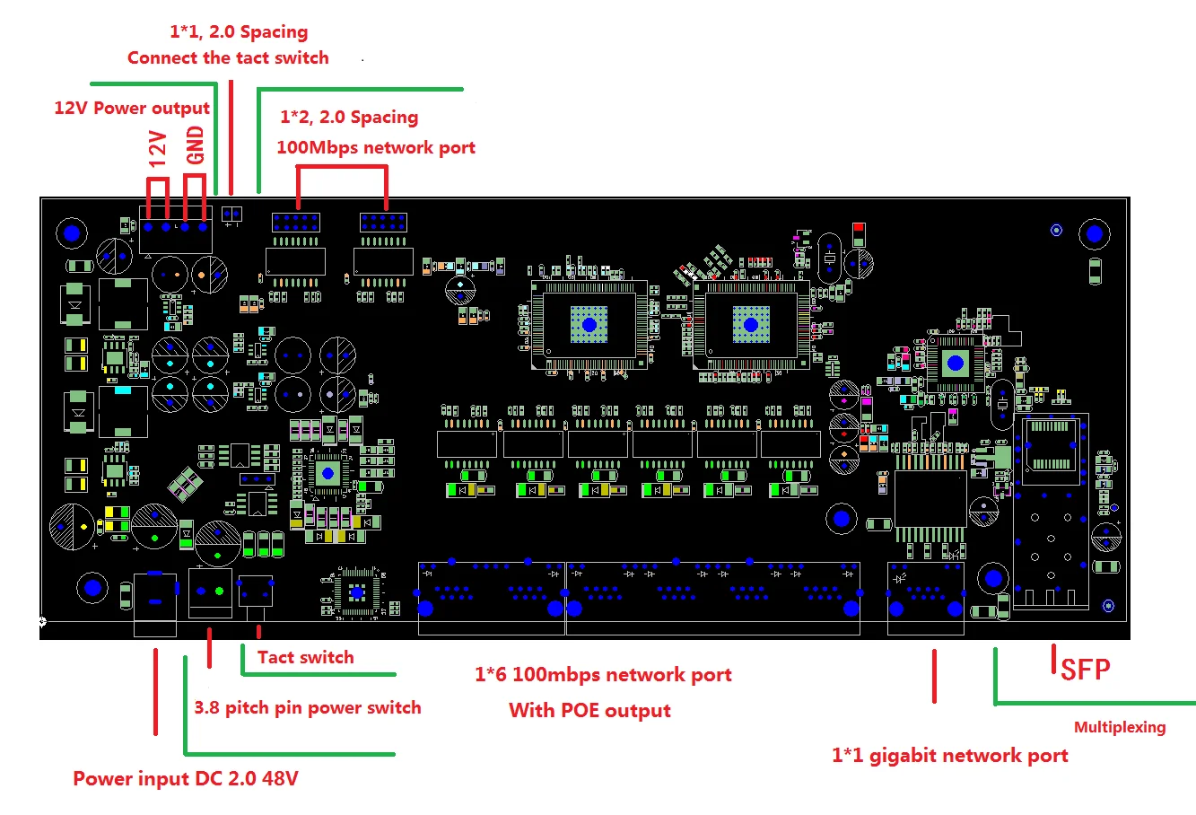 Промышленный Коммутатор модуль 9 портов гигабитный SFP переключатель модуль Поддержка AF/AT wifi мост Открытый cpe Сетевой коммутатор 1000 Мбит/с