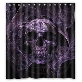 

Custom Print Design Black and Purple Skull Shower Curtain Decoration Mildew Waterproof Polyester Fabric Bathroom Shower Curtain