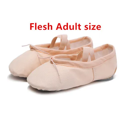 Лидер продаж; детская обувь для девочек и женщин с мягкой раздельной подошвой; балетная обувь для танцев; удобные дышащие парусиновые тапочки для занятий спортом - Цвет: Flesh Adult size