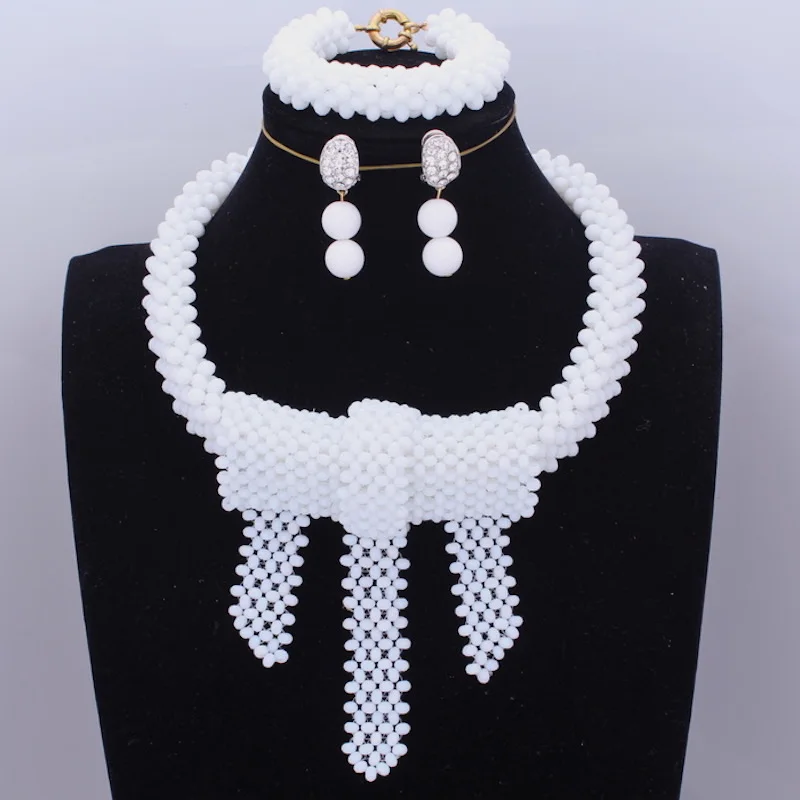 Nigerian Jewelry Set For Women Transparent Yellow Bride Crystal Statement Necklace Set Women Gift Free Shipping 2018 New Fashion