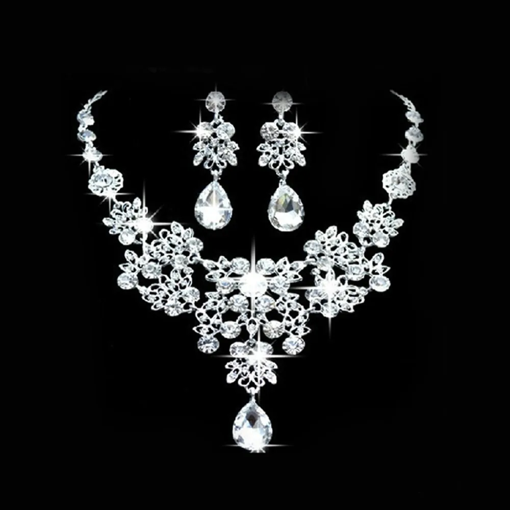 JAVRICK набор украшений свадебные стразы ожерелье серьги|set jewelry|crystal necklace earrings setnecklace