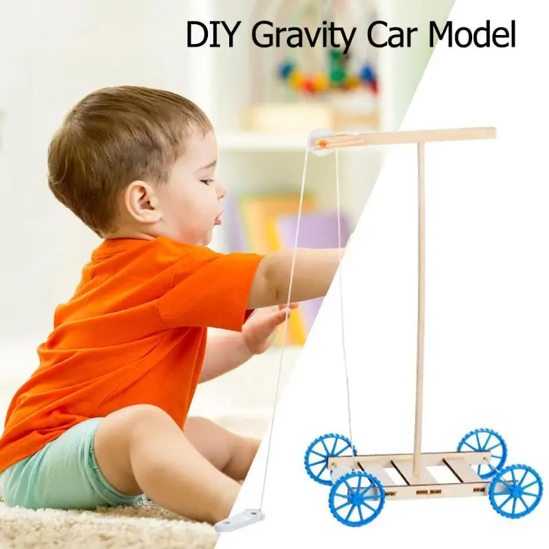 price cut  Gravity Car Model DIY Children Toy Education Science Experiment Wood Board Baby Creative DIY Toys C