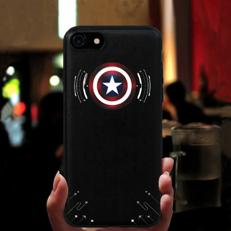 Led Arc Light Reactor Tony Stark Heart Super Heroes Captain Thor iron man Endgame чехол для телефона iPhone 7 8 Plus X подарок - Цвет: Captain America