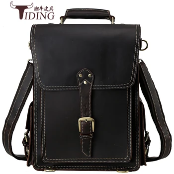 Crazy Horse Cowhide Men Backpack Genuine Leather Vintage Daypack Travel Casual School Book Bags Brand 2017 15 Male Laptop Bags brand padieoe genuine leather school bags for teenagers backpack new men travel casual cowhide laptop backpack free shipping