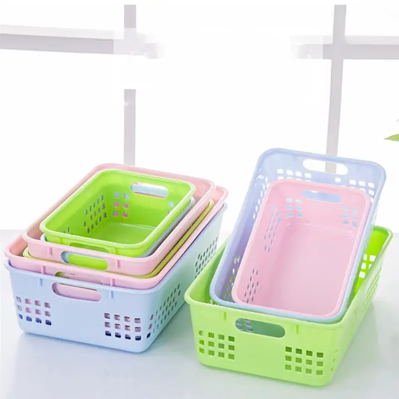 Пластиковые прямоугольные лотки для хранения полые корзины-органайзер подставка для овощей(розовый