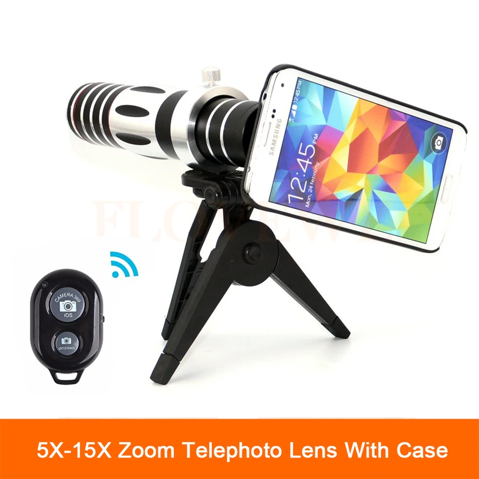 2017 HD 5X-15X Zoom Lens Telescope Telephoto Lenses with Mobile Tripod For Samsung galaxy S5 S6 S7 S7 S8 edge Note 4 5 6 7 Case
