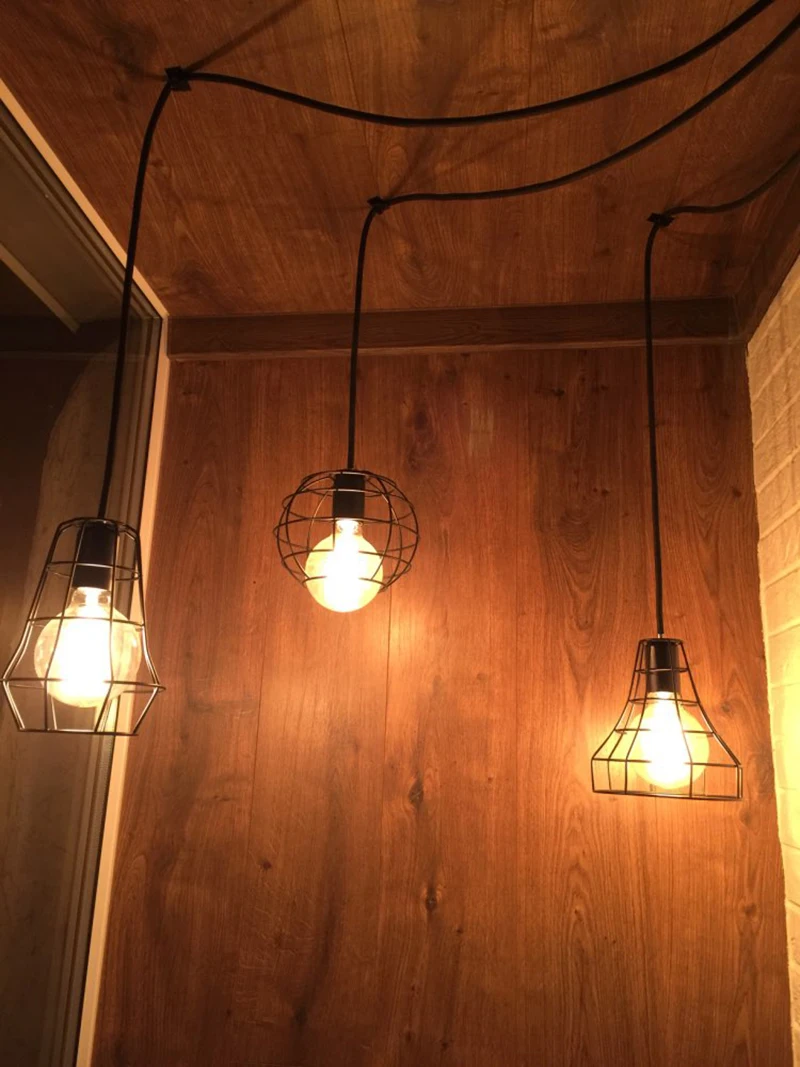 Ретро Лофт Промышленные железные подвесные светильники E27 110 В 220 В светодиодный черный подвесной светильник для кухни гостиной спальни прохода ресторана