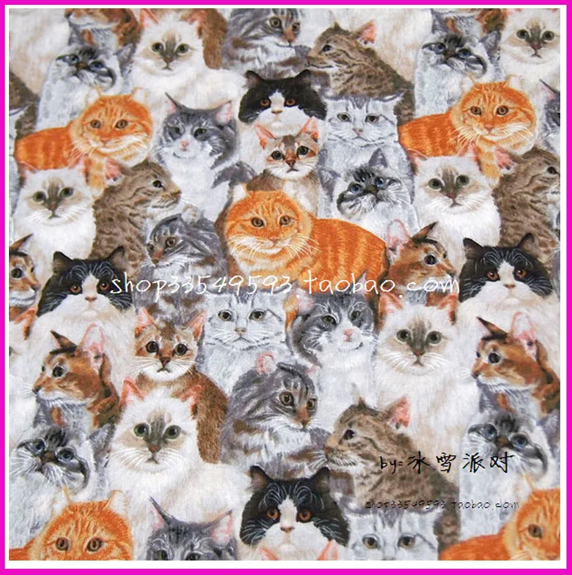 105 50cm 1pc cat fabric 100 cotton fabric patchwork telas lovely group