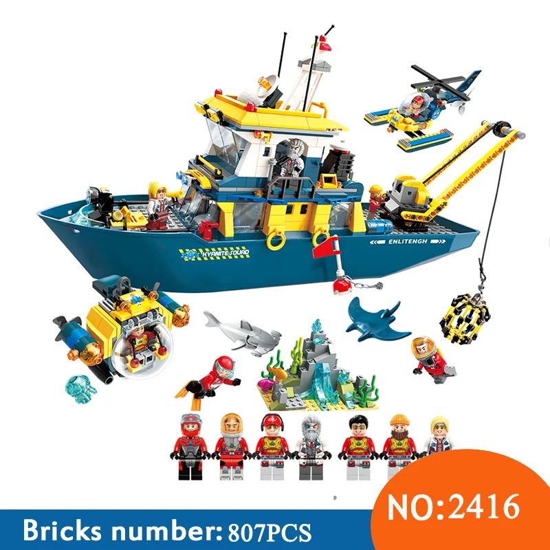 Enlighten 2416 807 шт городской Дайвинг Spar Shark Mining Delta командный корабль лодка