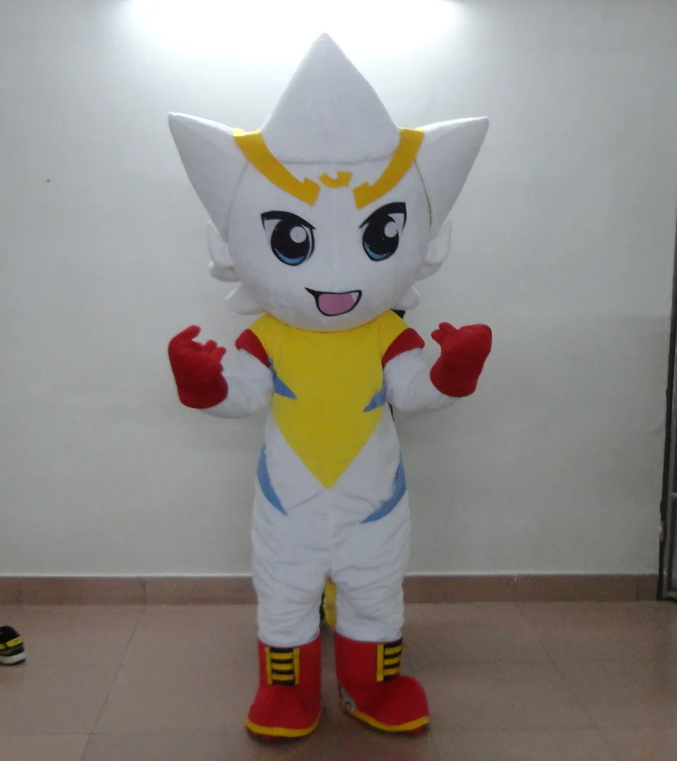 

e fat white superman Mascot Costume cartoon Adult Fancy Dress for Halloween party