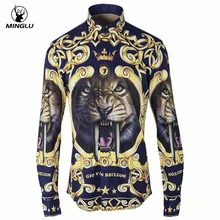 Мужская рубашка, приталенная, Мужская одежда, рубашки, повседневные, элегантные, Camisa Masculina, 4XL, фирменный дизайн, рубашка, мужская, роскошная, леопардовая, с длинным рукавом