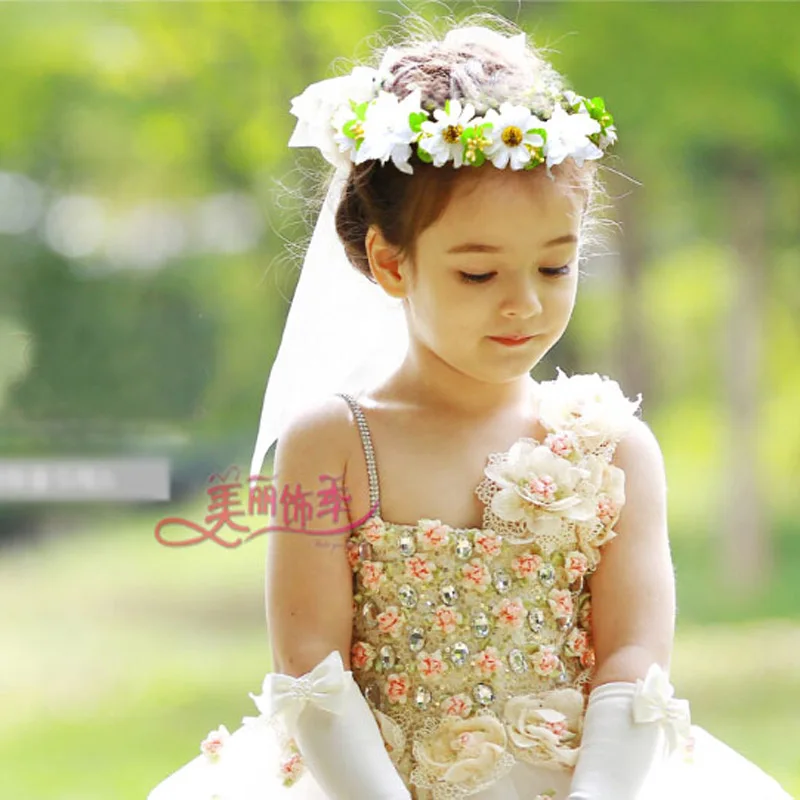 Цветочная свадебная вуаль для девочек с венком свадебная вуаль для девочек дешевая цена