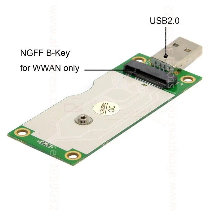 M2 M.2 NGFF Key B Wireless WWAN to USB Adapter Card with SIM Card Slot 4G Module Testing Tools