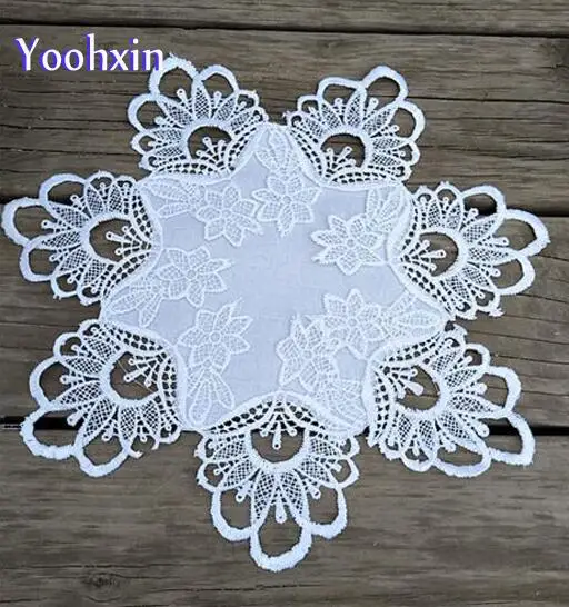 

HOT embroidery table place mat cloth lace drink pad cup mug coffee coaster drink placemat wedding dish doilies dining kitchen