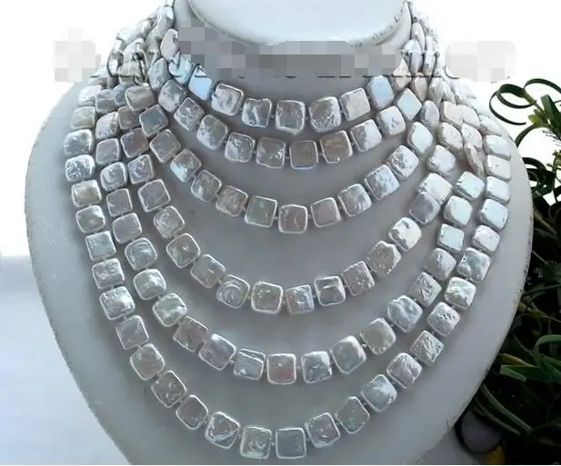

Free Shipping >> 100"10mm square white freshwater pearl necklace