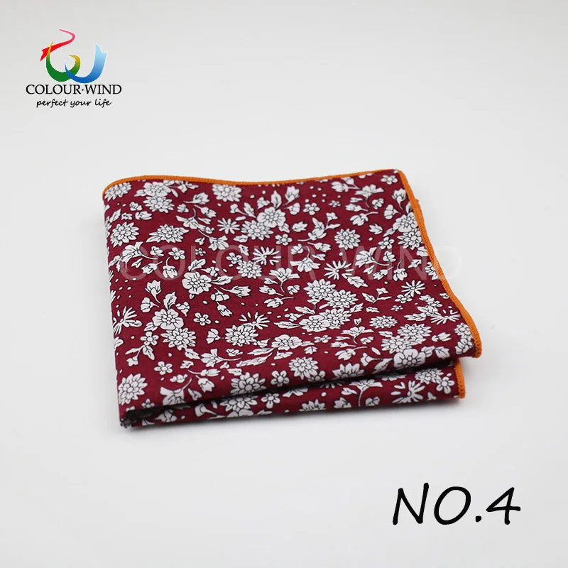 Натуральная Yiyanyang хлопок Цветочный карман квадратный 9,05 дюймов камуфляж цвет полиэстер платок с узором пейсли галстук для мужчин подарок Нежный Ханки - Цвет: 4