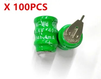 

100pcs/lot NI-MH 3.6V 40mAh rechargeable battery button cell with pins /connector