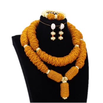 

Luxury Necklace Set Crystal African Beads jewelry Set Orange Gold Balls Bold Wedding Jewellery Set Bridal Jewelry Free Ship 2018