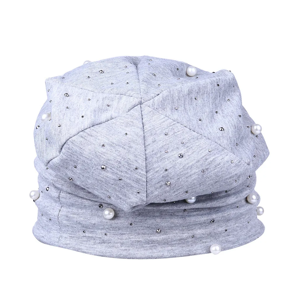 Женская мешковатая зимняя шапка, шикарные жемчужные стразы, вязанная шапка, шапки-вуалетки, модные, берет, летний