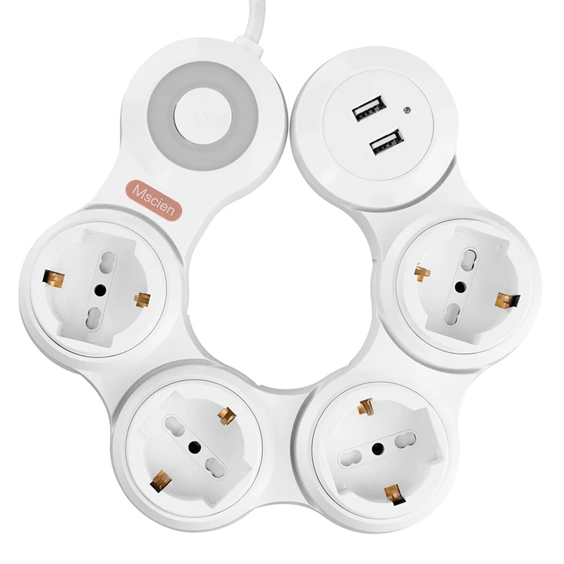 Beste Verlengkabel met USB 4 Gang Outlets 2 Usb poorten (5 V 2.1A) flexibele Rotary Socket Surge Protector Verlengkabel 1.8 M 3 M Cord