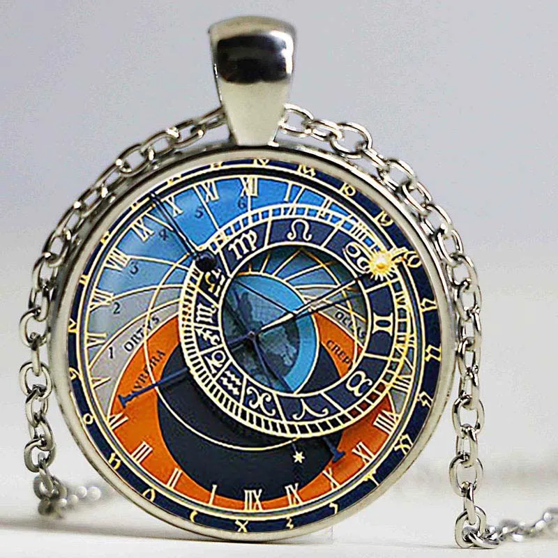 Astrology Clock pendant Astrology Clock necklace Astronomy jewelry