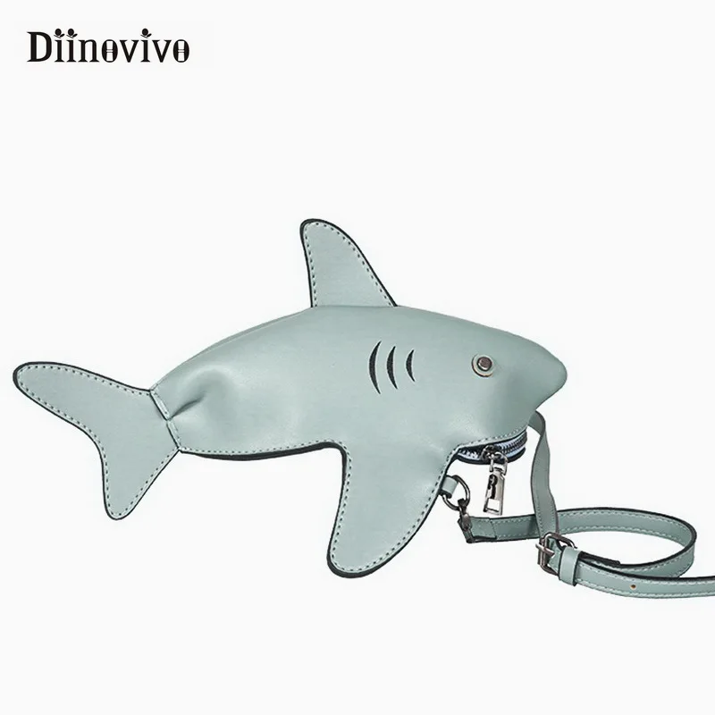 

DIINOVIVO Fun Personality Cute Shark Design Pu Leather Casual Shoulder Bag Tote Crossbody Mini Handbag Clutch Bag Purse WHDV0986