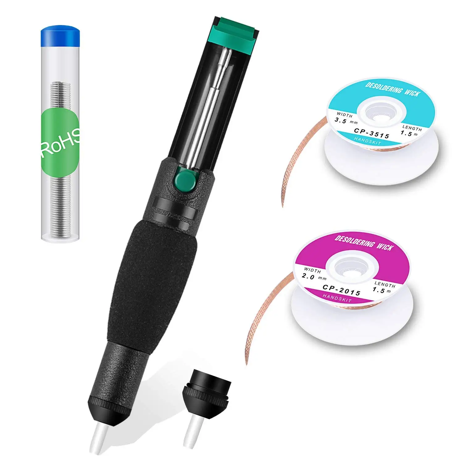 

Solder Wick, Desoldering Pump & Solder Sucker Removal Tools, 2pcs Desoldering Wire Braid Solder Wire, Replacement Tip - Vacuum