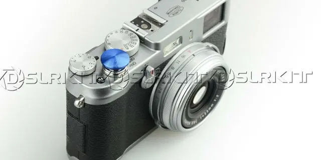 L size Soft Release Button for Leica Contax Fujifilm X100 Blue
