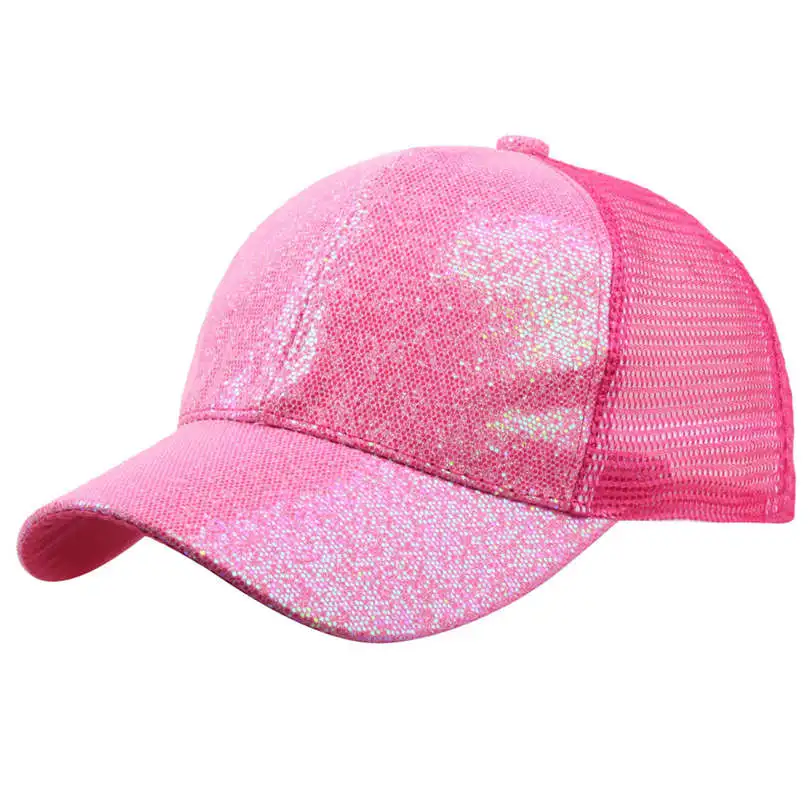 New Fashion Unisex Women Casual Daily Ponytail Baseball Cap Sequins Shiny Messy Bun Snapback Hat Sun Classics Caps #4F03 (26)