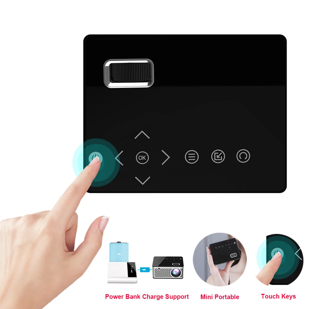 Everycom T200 Mini Smart Pocket Projector Touch keys HDMI USB AV Video Game Projector LED Beamer For Camping Travel Home Cinema