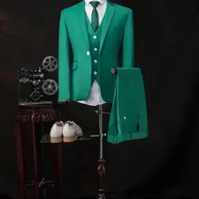 Последние конструкции пальто брюки зеленый мужской s Свадебный костюм для выпускного вечера для мужчин 3 шт жениха приталенные смокинги Блейзер masculino