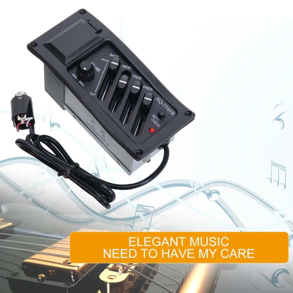 EQ-7545R Acoustic Guitar Pickup Guitar Preamp Amplifier Pickup 6.5mm Jack Output Electric Box Guitar Accessory new