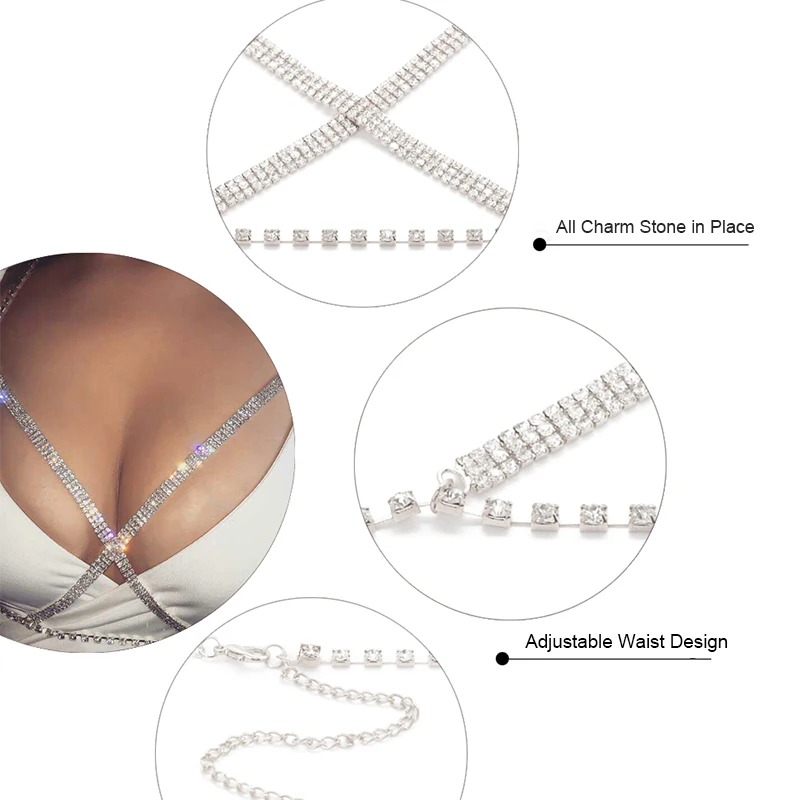 StoneFans горный хрусталь свадебное ожерелье для тела для женщин цепочка бюстгальтер ювелирные изделия длинное колье эффектное Макси пляжное бикини кристалл Brallete