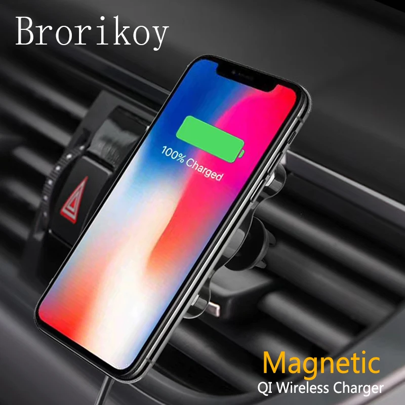 Магнитное автомобильное беспроводное зарядное устройство для iPhone 8 X Xs Max адаптер