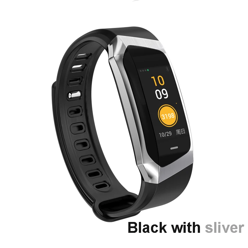 Смарт-браслет IP67 Водонепроницаемый измеритель артериального давления кислородный пульсометр спортивный фитнес-браслет трекер Смарт-часы E18 умные часы - Цвет: Black sliver