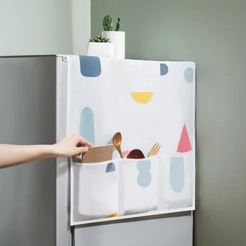 

vanzlife household refrigerator dust cover colorful geometric floral dust proof cover storage bag waterproof refrigerator cover