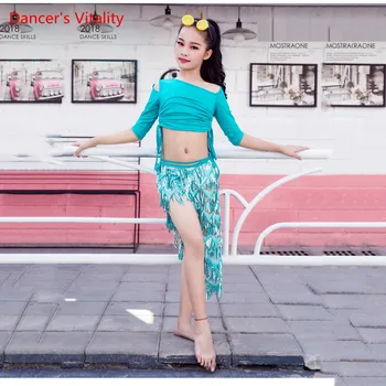 

New Luxury Oriental Girls Dance Costume Set 2 piece (top+hip skirt+With Underpants) Belly Dance Set Winter Modal Belly Dance Set