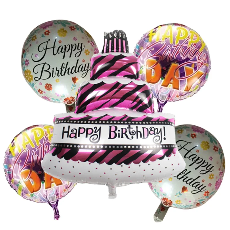 5 шт./лот торт ко дню рождения фольгированные шары гелий шар globos надувные счастливый день рождения шары воздушные шары детей вечерние
