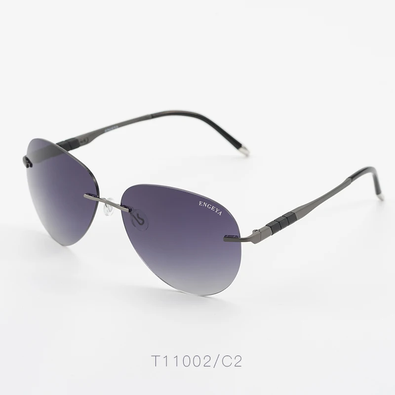 ENGEYA титановый сплав новые модные солнцезащитные очки без оправы брендовые дизайнерские роскошные солнцезащитные очки для вождения для мужчин и женщин UV400 T11002 - Цвет линз: C2 Black