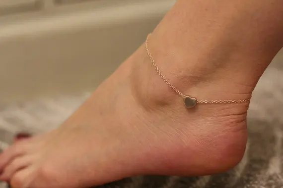 

PINJEAS Rose Filling Heart Anklet Handmade Festival Body Jewelry Summer Winter Anklets present for women enkelbandje