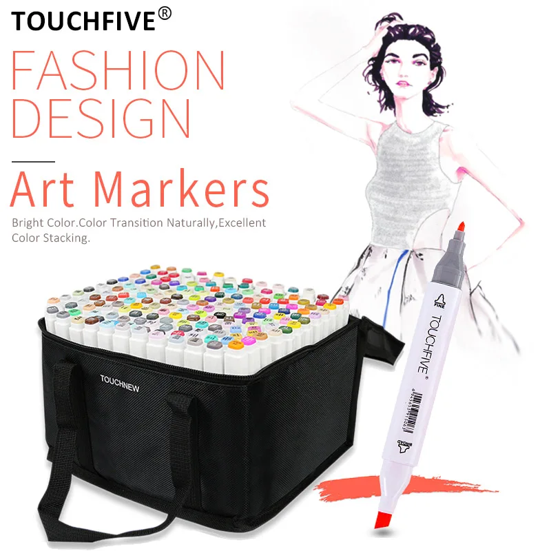 

TOUCHFIVE 30/40/60/80/108/168 Colors Art Markers Artist Alcohol Based Markers Sketch Drawing Manga Art Supplies Markers