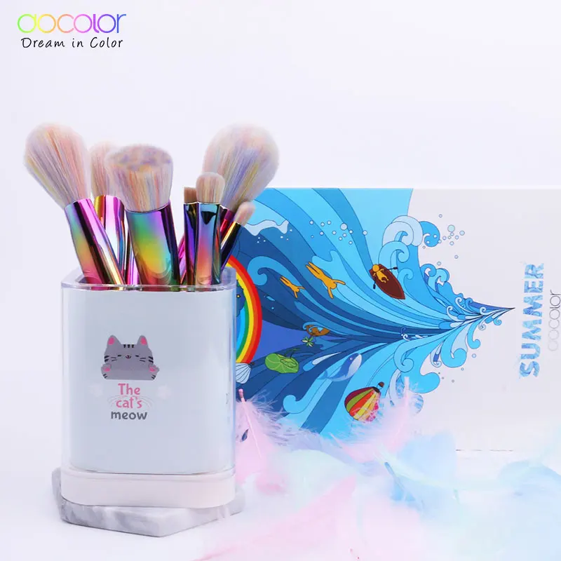 Набор кистей для макияжа Docolor 10 шт. светло зеленые прозрачные ручки с цветной