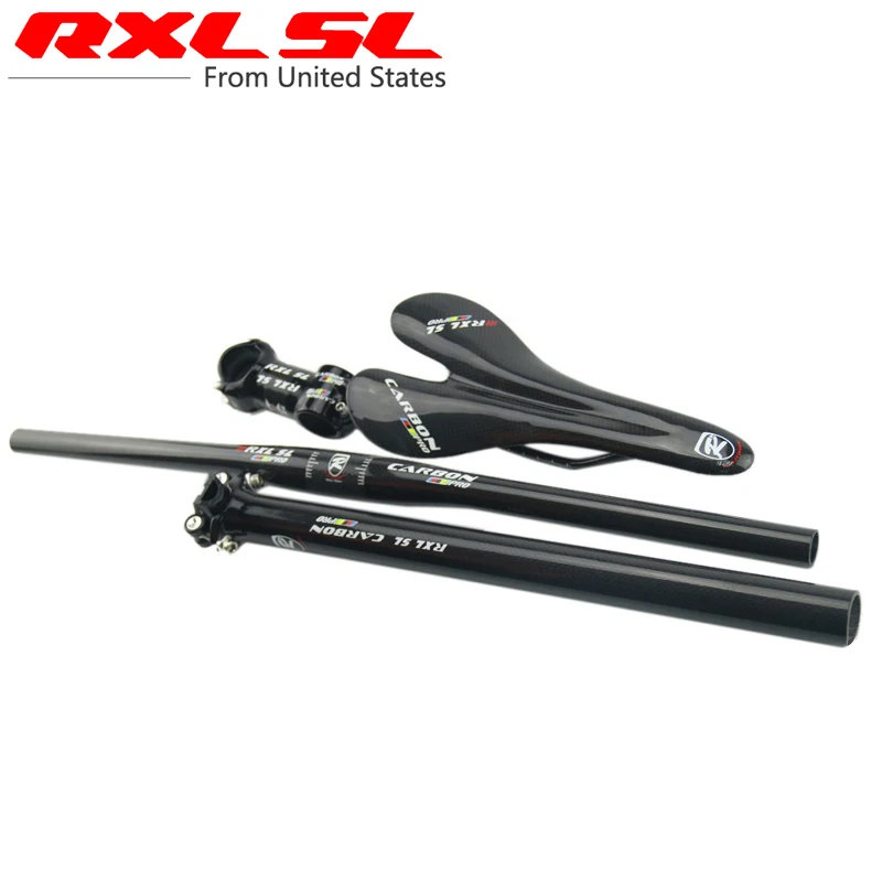 MTB الكربون دراجة المقود RXL SL برو الكربون الألياف MTB دراجة مجموعة شقة المقود + السرج + Seatpost + الجذعية دراجة أجزاء الأسود