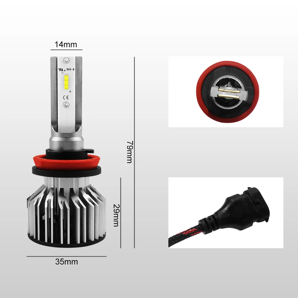 

2 X H8/H9/H11 Headlight Bulb S6 LED 30W 3800LM 9V-36V Waterproof IP68 6000K Cold White 200M Light Range for Car Truck SUV HID RV