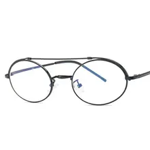 Прозрачные круглые очки с двойным мостом металлические оправа для очков прозрачные линзы Роскошные Дизайнерские мужские ретро солнцезащитные очки